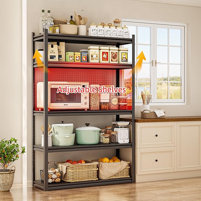 Adjustable Metal Garage Shelving Heavy Duty, 2800 LBS Garage Storage Shelves, 5-Tier Shelving Storage Units for Warehouse, Basement, Kitchen
