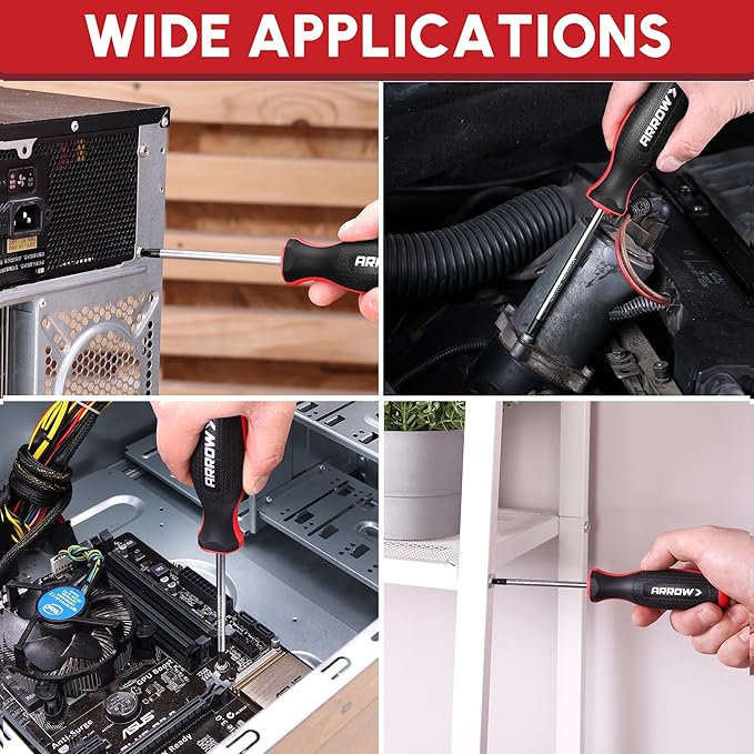 ARROW 6-Piece Magnetic Screwdriver and Magnetizer/Demagnetizer Set, Premium Cr-V Steel Screwdriver Set with Non-Slip Grip, Magnetic Phillips and Flathead Tips, for Home Improvement