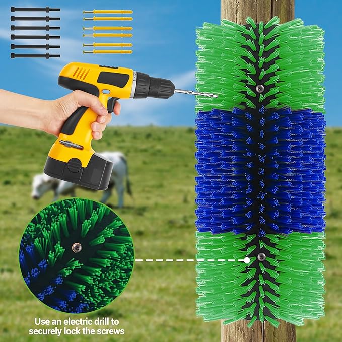 4 Pack Livestock Scratching Brush Horse Massage Grooming Brushes with 8 Screws for Goat,Cattle,Cow,Sheep, Horses,Pigs and Other Animal Back Scratching