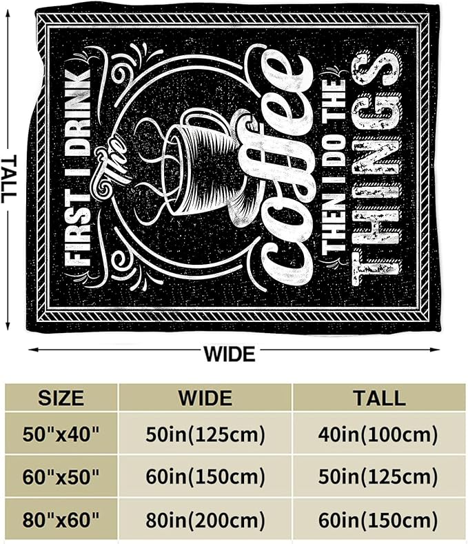 Coffee Blanket Gifts for Girls Boys Soft Warm Plush Coffee Cafe Throw Blanket Flannel Fleece Fuzzy Blankets for Kids Lover Bed Couch Living Room Decor 50"X40"