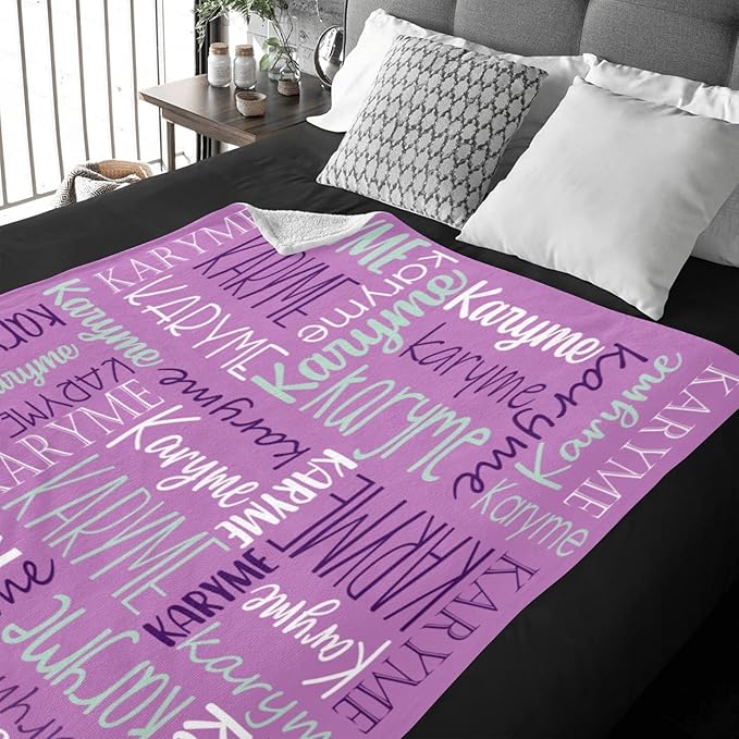 Personalized Blankets with Names Baby Gifts for Girls Boys Custom Soft Fleece Name Blanket for Kids and Adults Birthday for Daughter Son Granddaughter Grandson (Light Purple)