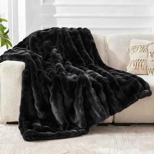 Faux Fur Twin Blanket for Couch, 1000 GSM Cozy Fuzzy Fluffy Soft Plush Thick Bubble Sherpa Blanket for Sofa Bedroom Living Room, Mothers Day Birthday Gifts for Women Home Decor