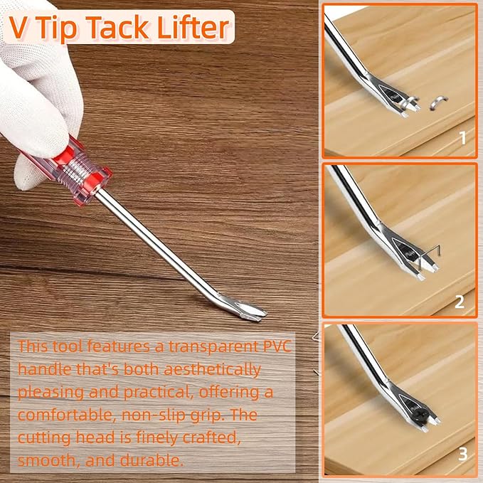 4 Pcs Staple and Nail Puller Tool Kit Set - Professional Upholstery Staple Remover, Tack Lifter, Nail Puller Pliers & Fastener Remover for Wood, Furniture, Flooring, Walls, Cars & Photo Frames