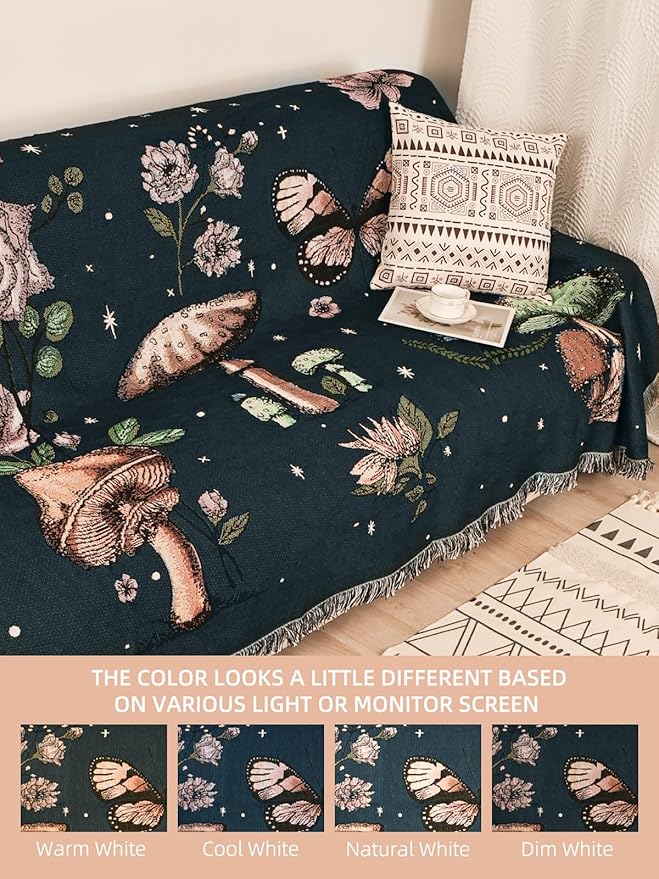 Boho Throw Blanket for Bed Couch Sofa Reversible Cotton Bohemian Travel Boho Quilt Mexican Muslin Blanket Tapestry Hippie Room Decor Outdoor Blanket Double Sided (Boho Bee Yelow 70"x90")