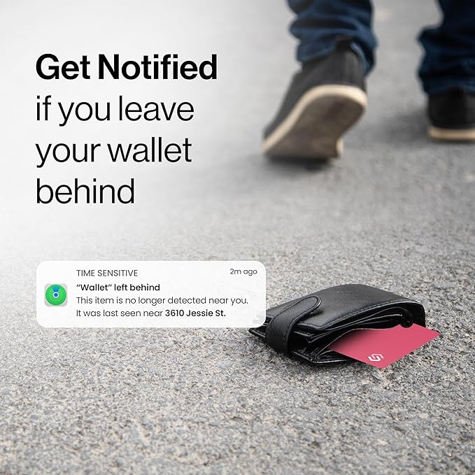 Wallet Tracker Card - Apple MFI Certified & Works with Apple Find My Tracking Card for Wallet Tag Rechargeable IP68 Waterproof 0.07in Slim Item Finder (Pink PRO (Pack of 1))
