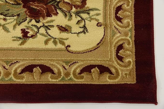Unique Loom Versailles Collection Traditional Classic Floral Motif Area Rug (10' 6 x 16' 5 Rectangular, Burgundy/ Ivory)