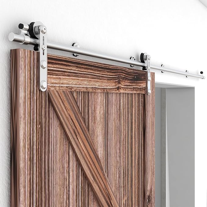 TSMST 5FT Sliding Barn Door Hardware Kit, Stainless Steel Heavy Duty Sturdy Track for Single Wood Door, Slide Smoothly Quietly, Fits 30'' Wide Panel (I Style) I Shape For One Door