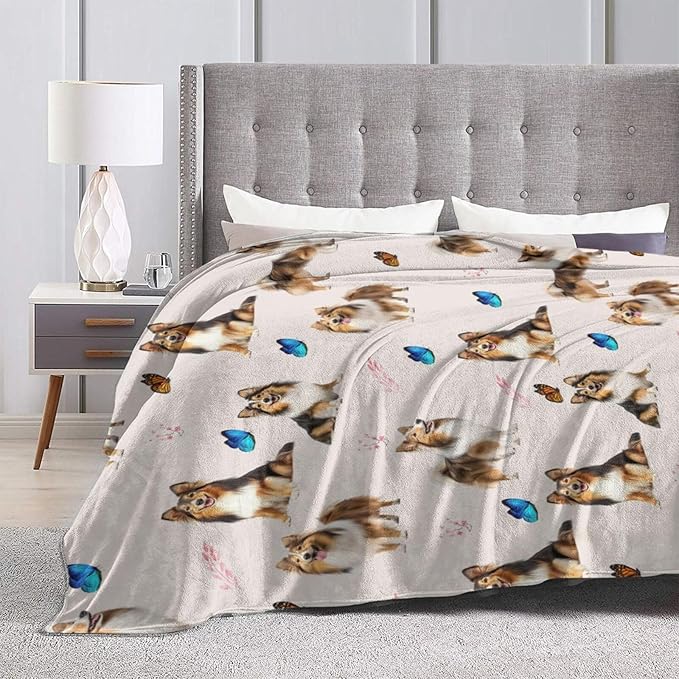 Sheltie Shetland Sheepdog Throw Blanket Dogs Lover Flannel Blankets Plush Super Soft Cozy Warm Decor Gifts for Boys Girls Kids Adults Men Women 50" x 60"