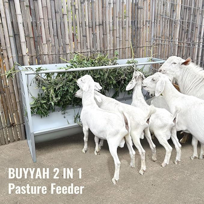 5 Ft Pasture Hay Feeder, Heavy Duty Galvanized Steel Livestock Hay Feeder, Outdoor Pasture Feeder for Sheep, Goats, Pony and Miniature Horses