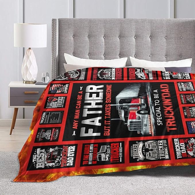 Truck Driver Blanket Best Truck Driver Blankets Fleece Plush Flannel Super Soft Cozy Warm Lightweight Trucker Decor Gifts for Boys Girls Kids Adults Men Women 40" x 50"