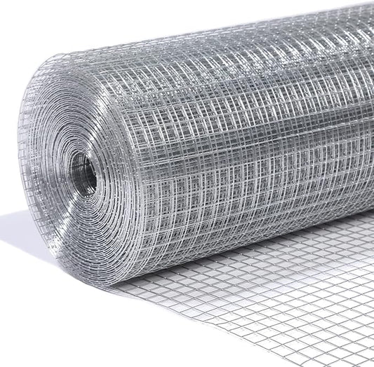 1/2” Galvanized Hardware Cloth 48" x 100' 19 Gauge, Hot-dip Galvanized After Welding, Chicken Wire Raised Garden Bed Plant Supports Poultry Netting Wire Cloth &Galvanized Wire Mesh Roll