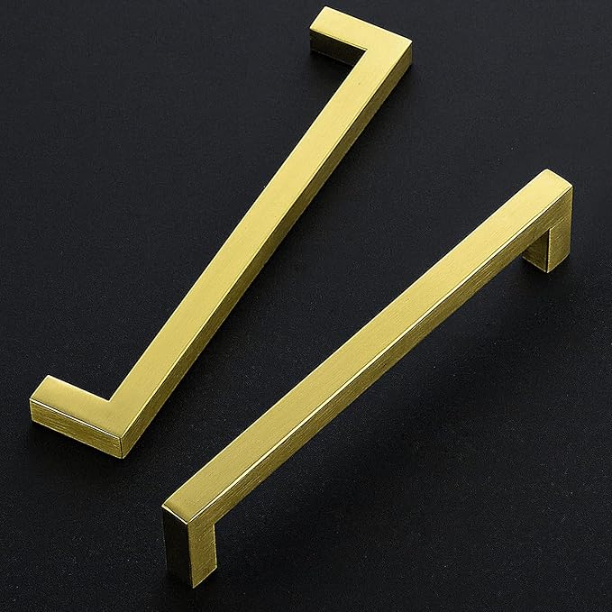 Ravinte 15 Pack 7-1/2 Inch Kitchen Square Cabinet Handles Brushed Brass Pulls Kitchen Cabinet Hardware Handles for Cupboard Drawer Pulls