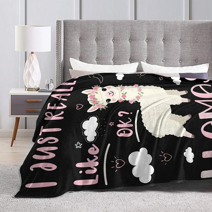 Cute Llamas Blanket, Soft Plush Fleece Alpaca Animal Throw Blanket - Cozy Warm Stuffed Blankets Bedding Llamas Gifts for Women Girls Kids Adults 60"X80"