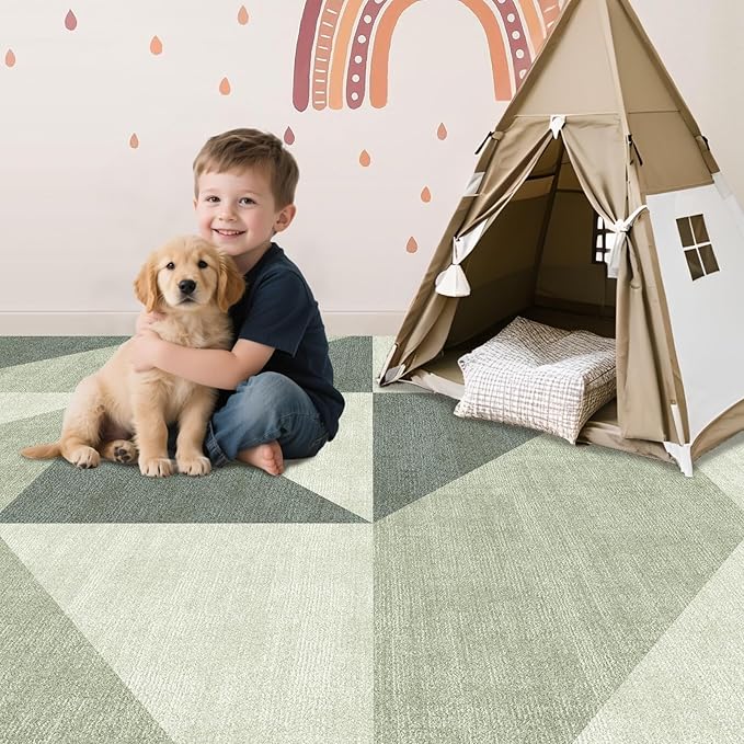 Washable Green Neutral Geometric Area Rugs 5x7 Modern Abstract Soft Large Carpet for Living Room Entryway Bedroom Farmhouse Non-Slip