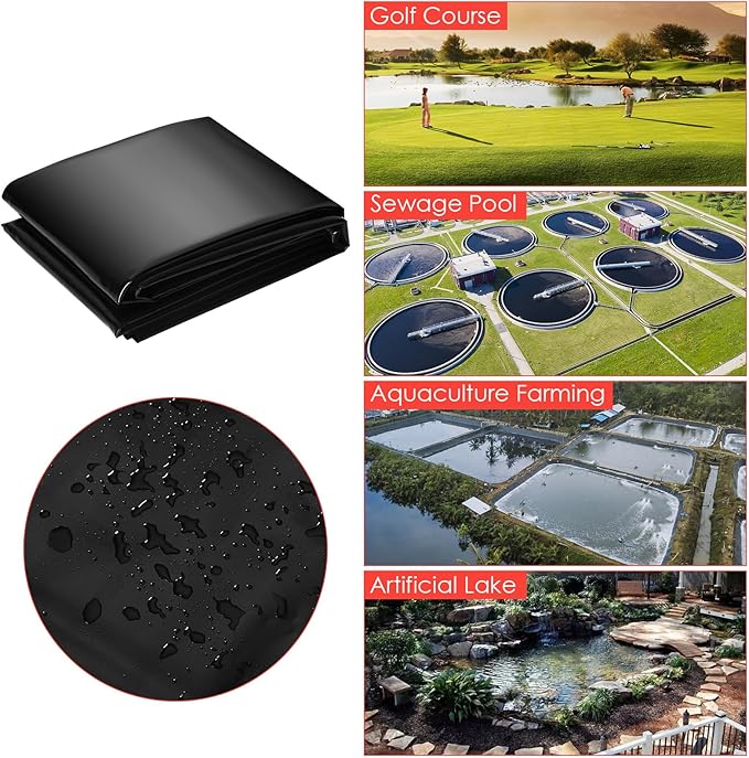 GarveeLife 10 x 15 ft Pond Liner, 45 Mil Thickness, Pliable & Durable Epdm Material, Easy Cutting & Uv Resistant, for Fish or Koi, Features, Waterfall Base, Fountains and Water Gardens