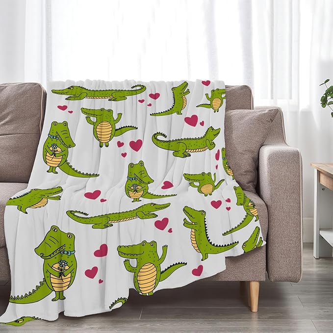 Crocodile Blanket Super Cozy Soft Alligator Throw Blanket Warm Plush Crocodiles Stuff Fluffy Fleece Flannel Gift Blankets for Women Girls Boys Adults 80"X60"