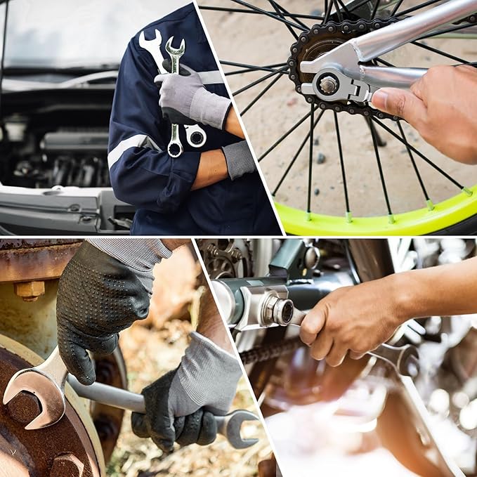 Egofine 5/8 inch Ratcheting Combination Wrench SAE, Industrial Grade Gear Spanner with 12-Point Design, 72-Tooth Ratchet, Chrome Vanadium Steel