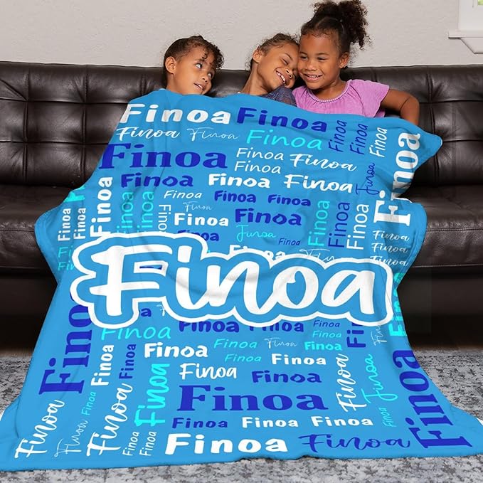 Custom Blanket with Name Personalized Blankets for Kids Adult Boys Girls Flannel Monogrammed Customized Blankets Throw (60''x80'')