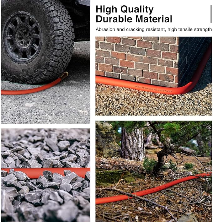 SPECILITE 3/4" Hot/Cold Garden Water Hose 100 ft, -50℉-190℉,Flexible & Lightweight With 3/4" Brass Fittings for Yard, Outdoor, Farm, Red