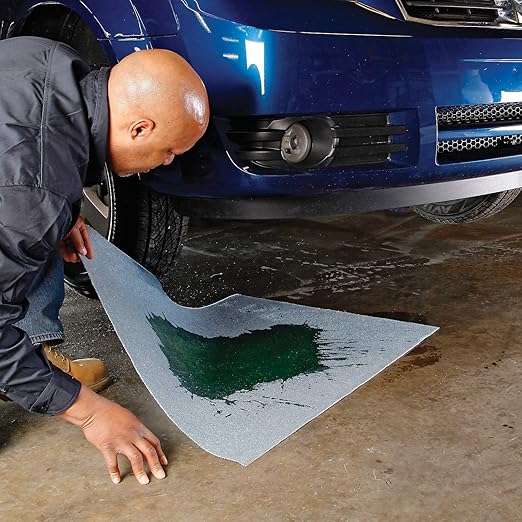 PIG Absorbent Mat Pads | 100 Oil Spill Mats | 15" x 19" Perforated Pads | Each Pad Absorbs 30 oz | Total Absorbency is 24 Gallons | Heavyweight | PMB30123