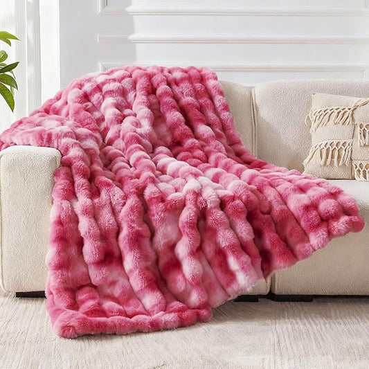 Faux Fur Twin Blanket for Couch, 1000 GSM Cozy Fuzzy Fluffy Soft Plush Thick Bubble Sherpa Blanket for Sofa Bedroom Living Room, Mothers Day Birthday Gifts for Women Home Decor