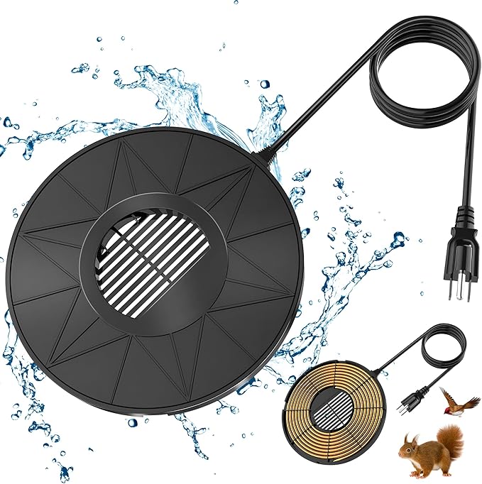 Bird Bath Heater, 70W Submersible Pond Deicer Bird Bath Deicer Birdbath Water Heater Thermostatic Control Power Saving for Outdoors in Winter (Single ice Melter)