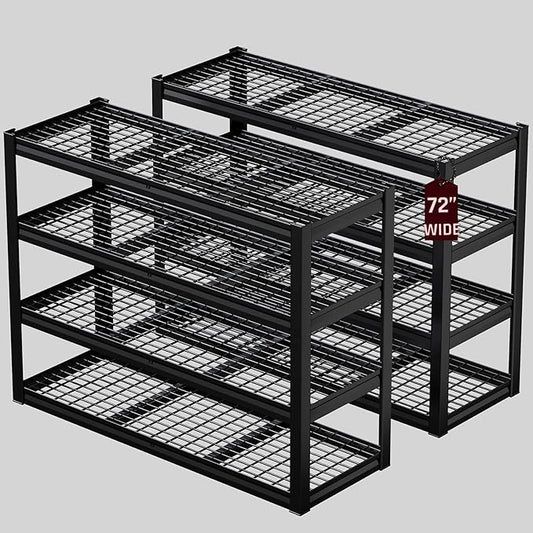 30" D Storage Shelves, 72" W Garage Shelving Heavy Duty Metal Adjustable Garage Shelves, Shelving Units Industrial Shelving for Warehouse, 72" W x 30" D x 72" H,2 Pack
