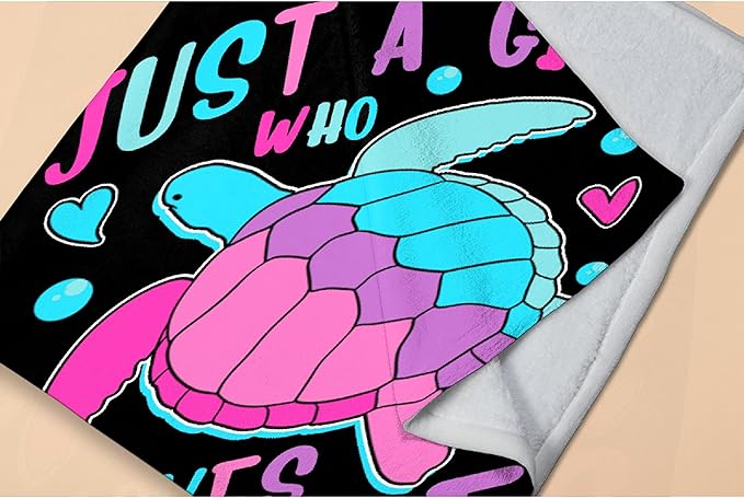 sea Turtle Blanket Just Girl Who Loves Turtles Soft Blankets and Throws Flannel Cozy Lightweight Quilt Gift Perfect for Bed Sofa Couch-50 x40 Small for Kids