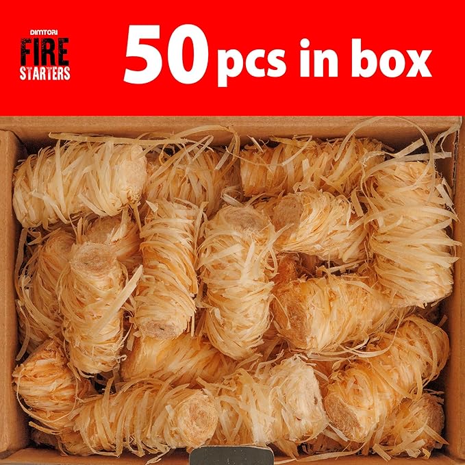 50 pcs Grill Starter for Indoor and Outdoor Use, Natural, Eco-Friendly Firelighters for Grills, Smokers, Fire Pits, Wood Stoves - Waterproof, All-Weather Camping Natural Starters