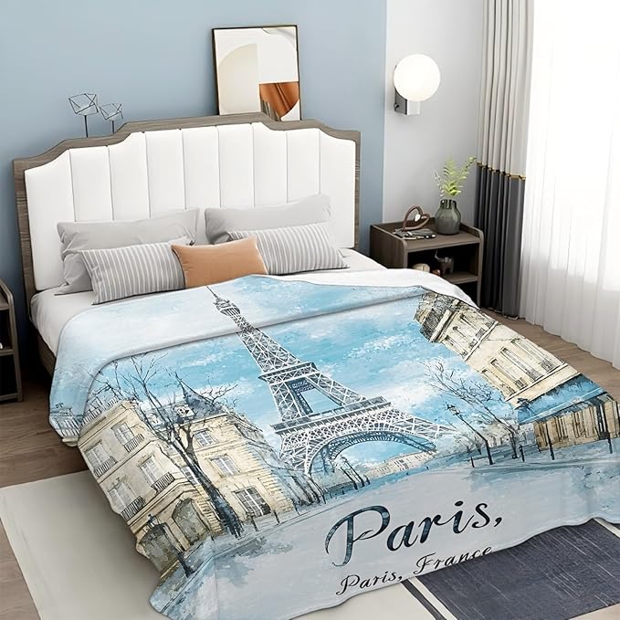 Tijuboni Paris Eiffel Tower Throw Blanket Paris Gifts for Girls Women Boys Men Adults Kids Soft Flannel Fleece Blanket for Couch Sofa Bed Home Decor 40"x50"