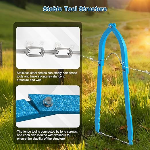Heavy Duty Fence Repair Tool, Barb Wire Tightener with Ergonomic Handles, Fence Stretcher Repair Fixer for Farms, Ranches, and Various Household Fences