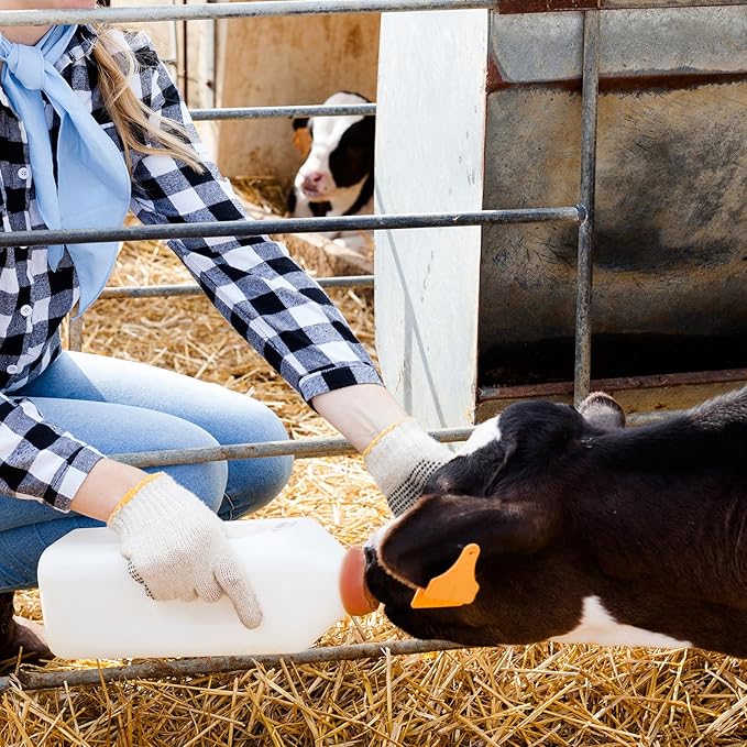 2 Quart Calf Nursing Feeding Bottle with a Replacement Nipple, Calves Nursing Milk Feeding Bottle with Handle Livestock Supplie