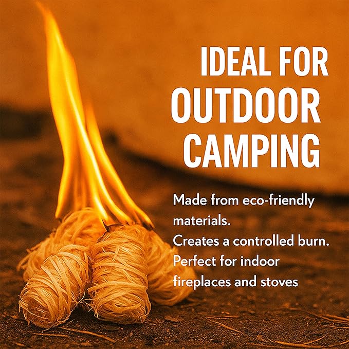 120 PCS Fire Starter – Natural Wax & Sawdust Wood Igniters for Grill, Fireplace, Camping Accessories, BBQ, and Cooking – All-Weather, 10 Min Burn