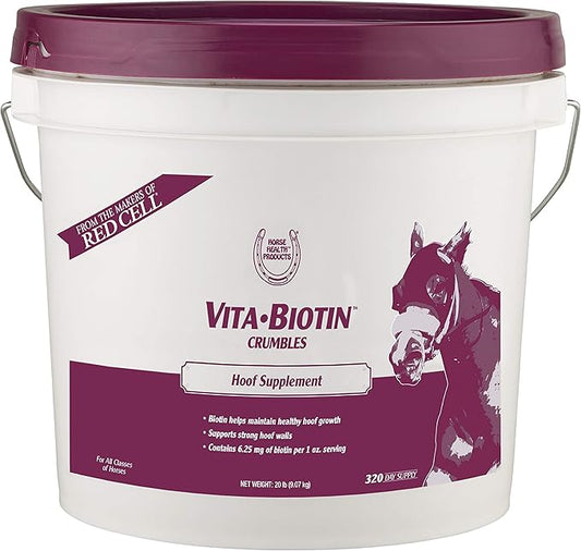 Farnam Horse Health Vita Biotin Crumbles horse hoof Supplement, Helps maintain healthy, sound hooves and strong hoof walls, 20 lbs., 320 day supply