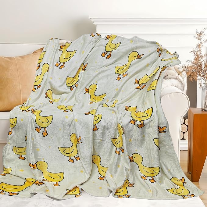 Cute Duck Blanket for Women Girls Kids Adults 60" x 80", Flannel Throw for Sofa Couch Bed Living Room, Gifts for Animal Lovers