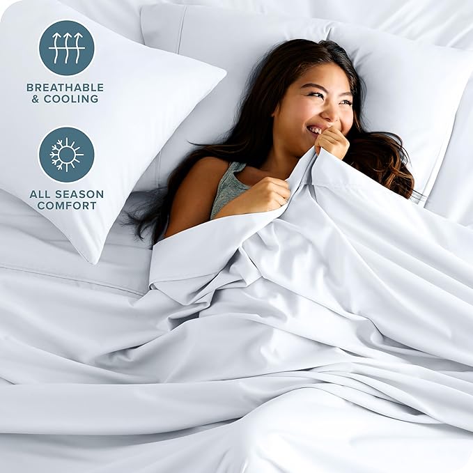 Bare Home Split King Sheet Set - 1800 Ultra-Soft Split Sheets - Double Brushed - Deep Pockets - Easy Fit - 5 Piece Set - Bed Sheets & Pillowcases (Split King, White)