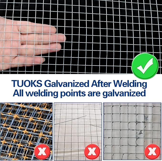 Hardware Cloth 1/2 inch Square Openings - 19 Gauge 36'' x 100' Hot-Dip Galvanized Wire Mesh, Welded Cage Wire Rolls Great for Animal Enclosure Chicken Coop Flower Beds Rabbits Wire Fencing