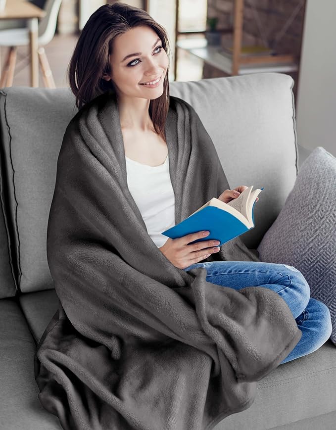 Utopia Bedding Grey 300GSM Fleece Blanket (Twin Size - 60x80 Inch) Luxury Soft Bed Blanket (Bulk Pack of 12)