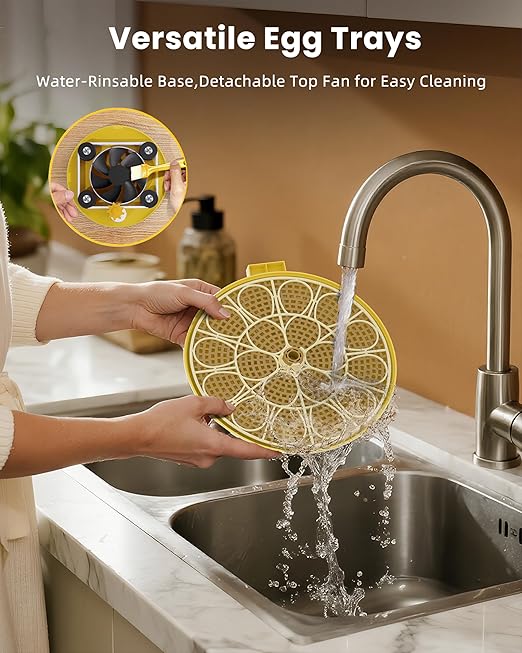 18 Egg Incubator with Automatic Egg Turning - Hatching Unit with Digital Control & Built-in Candler - Incubation System with 2 Hatcher Trays for Chicken, Duck, Goose, Quail, Parrot Eggs - Yellow