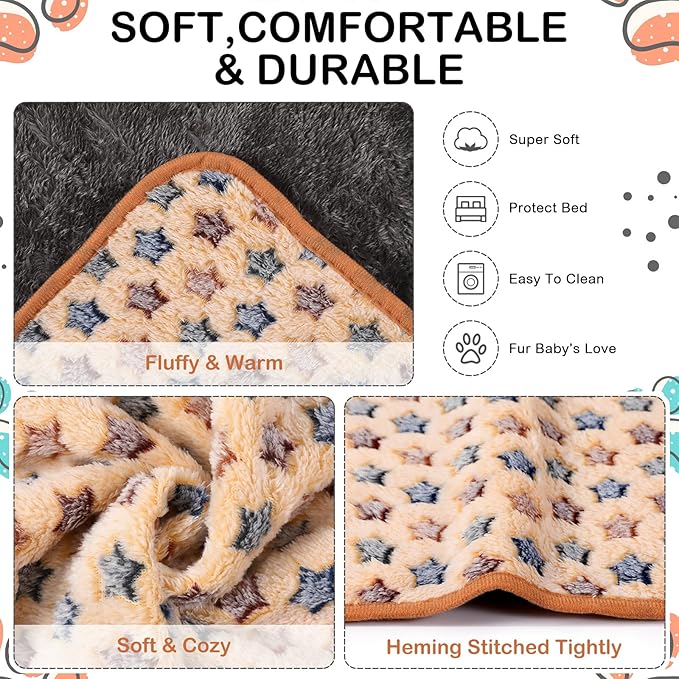Reginary 4 Pcs Waterproof Guinea Pig Blankets Washable Small Animal Fleece Bedding Absorbent Guinea Pig Cage Liners Reusable Pet Pee Pad Sleep Mat for Hamster Ferret(Star Pattern,35 x 24 Inch)