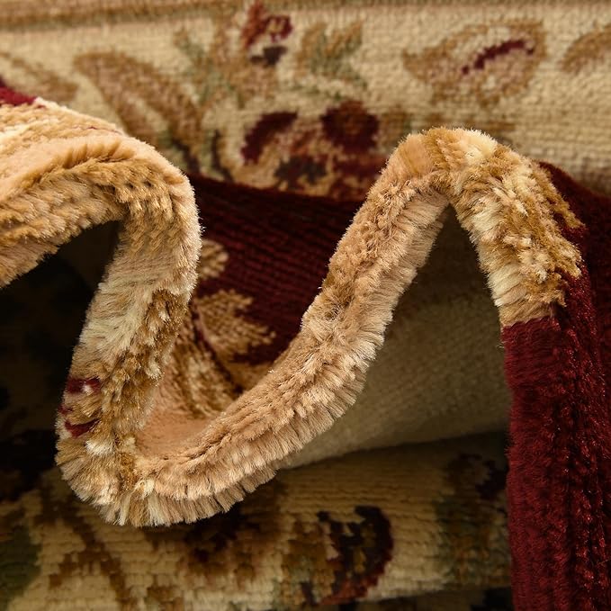 Unique Loom Versailles Collection Traditional Classic Floral Motif Area Rug (3' 3 x 3' 3 Round, Burgundy/Ivory)