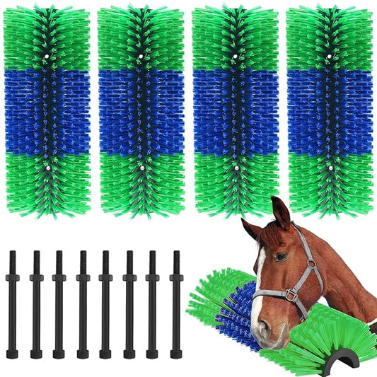 4 Pack Livestock Scratching Brush Horse Massage Grooming Brushes with 8 Screws for Goat,Cattle,Cow,Sheep, Horses,Pigs and Other Animal Back Scratching