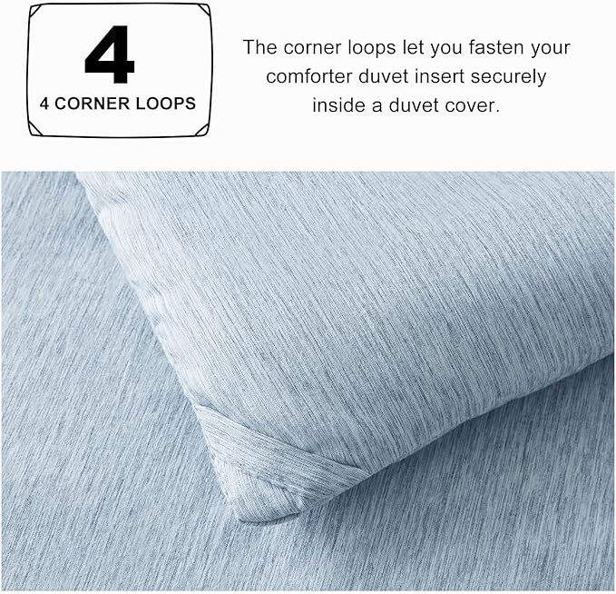 CozyLux Queen Size Comforter Set - 3 Pieces Blue Soft Luxury Cationic Dyeing Bedding Comforter for All Season, Breathable Lightweight Fluffy Bed Set with 1 Comforter and 2 Pillow Shams