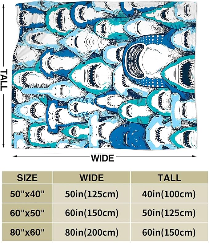 Shark Blanket Gifts for Girls Boys Soft Warm Plush Sad Sharks Throw Blanket Flannel Fleece Fuzzy Stuff Cute Shark Blanket for Bed Couch Living Room Decor 50"X40"