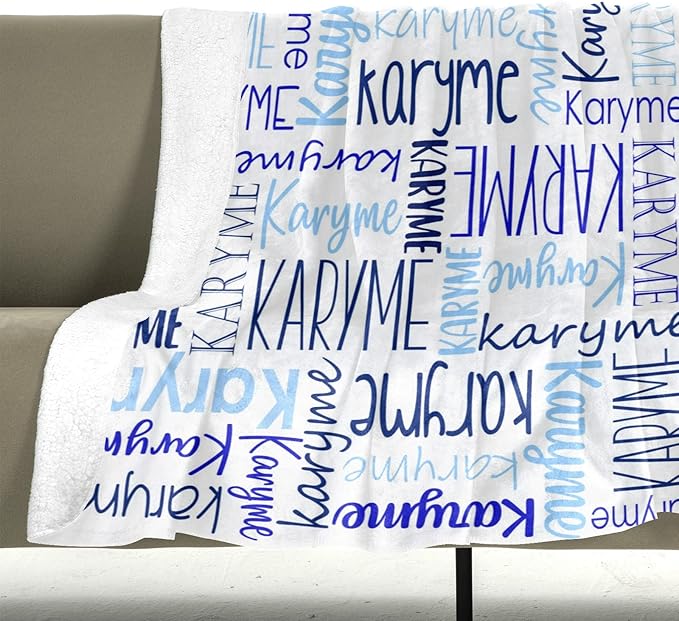 Personalized Blankets with Names Baby Gifts for Girls Boys Custom Soft Fleece and Sherpa Name Blanket for Kids and Adults Birthday for Daughter Son Granddaughter Grandson (White)