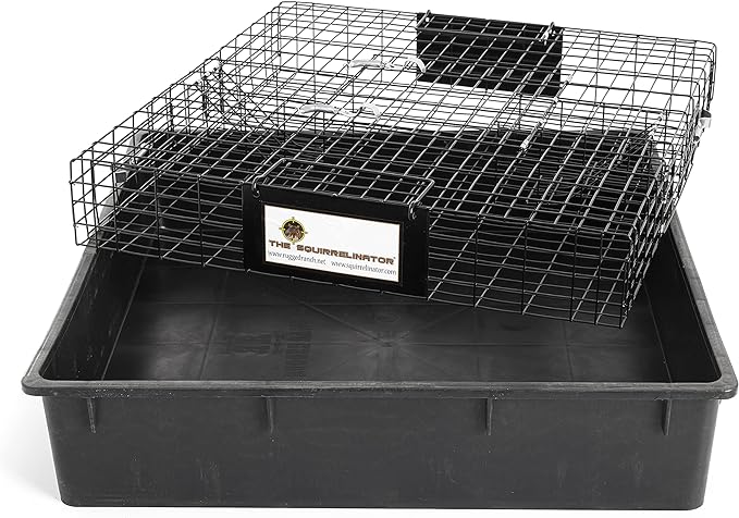 Rugged Ranch 2‑Pack Squirrelinator Multi‑Catch Squirrel Trap with Basin, Wire Cage, 25"x15"x6.5" Each - Live Catch‑and‑Release, 2‑Door Humane Rodent Control, No‑Poison Outdoor Use