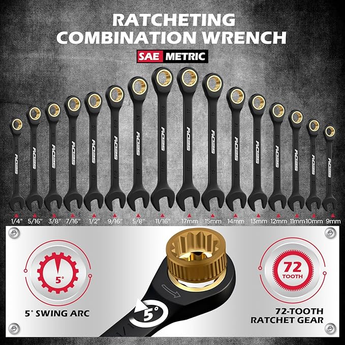 Premium 132-Piece Mechanics Tool Set, SAE/Metric 1/4" & 3/8" Drive Socket Set, Ratcheting Wrenches, Extensions & Adapters, Quick-Release Ratchet, Professional Auto Repair Tool Kit with Storage Case