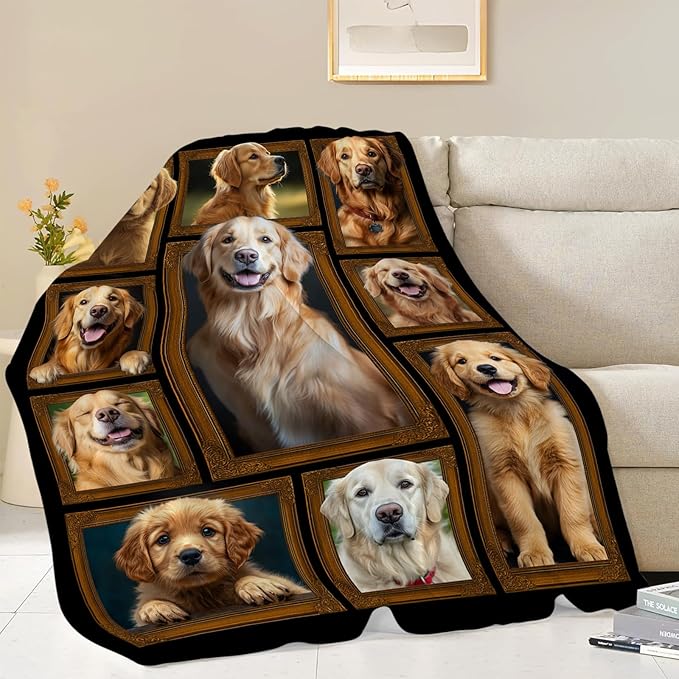 Golden Retriever Blanket, Golden Retriever Dog Throw Blanket, Dog Pet Gifts Blankets Stuff Fleece Flannel Plush for Girls Women Lovers Adults Soft Bedding Gift for Sofa Bed Office Home Decor 80"x60"