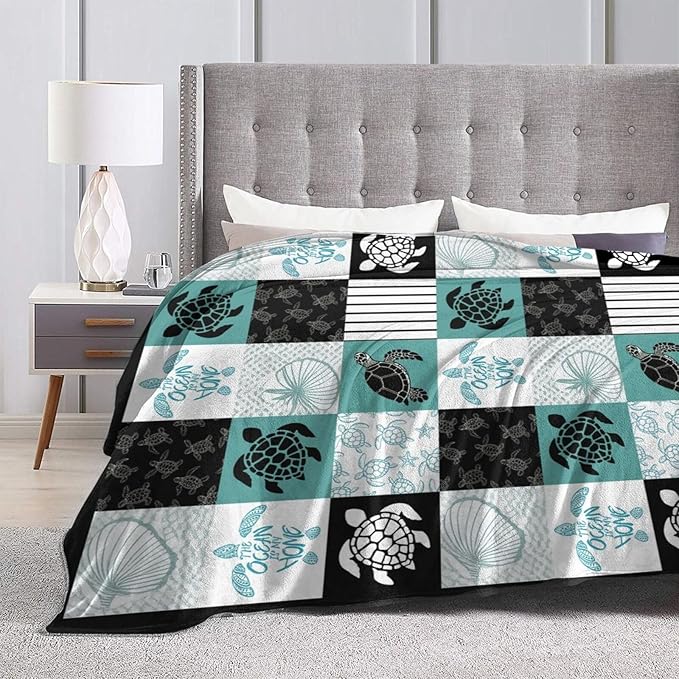 Sea Turtle Blanket Super Soft Warm Plush Cozy Turtle Fleece Throw Blanket for Women Girls Stuff Gifts for Kids Adults 50"X40"