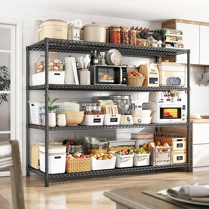 68.1"W Storage Shelves 2500LBS Wire Shelving Unit, Garage Shelving Heavy Duty, Adjustable Metal Shelving for Garage, Pantry, Kitchen, Basement, Warehouse, Business 68.1"W x 20.9"D x 70.9"H